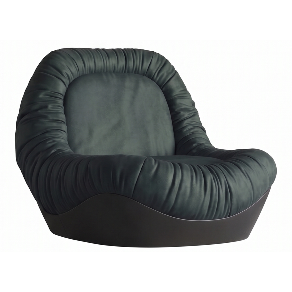 Side view of the Cinder low-profile sculptural lounge chair