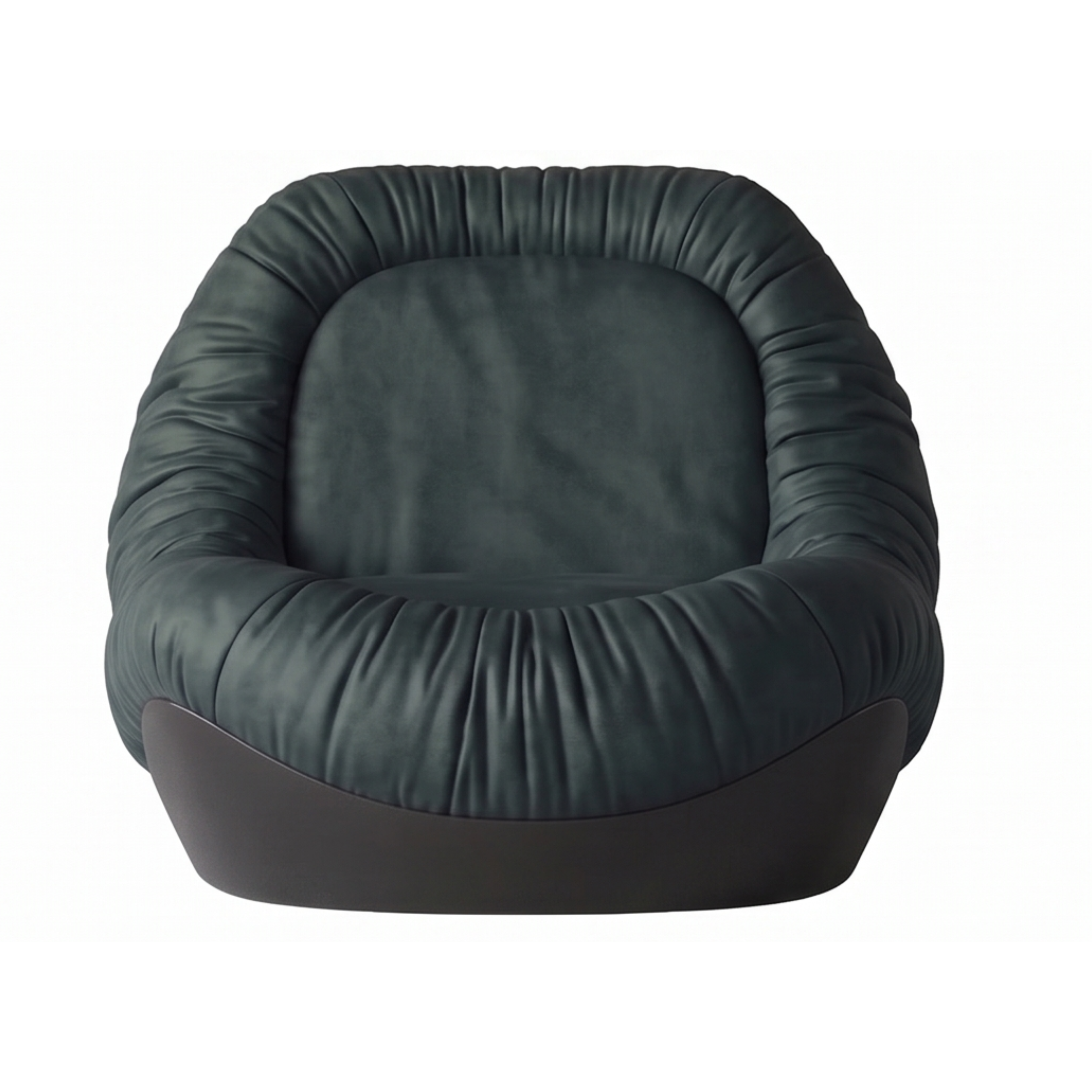Front view of the Cinder upholstered lounge chair with deep cushioned seat