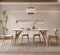 Clairwood sintered stone dining table styled in a warm modern dining room