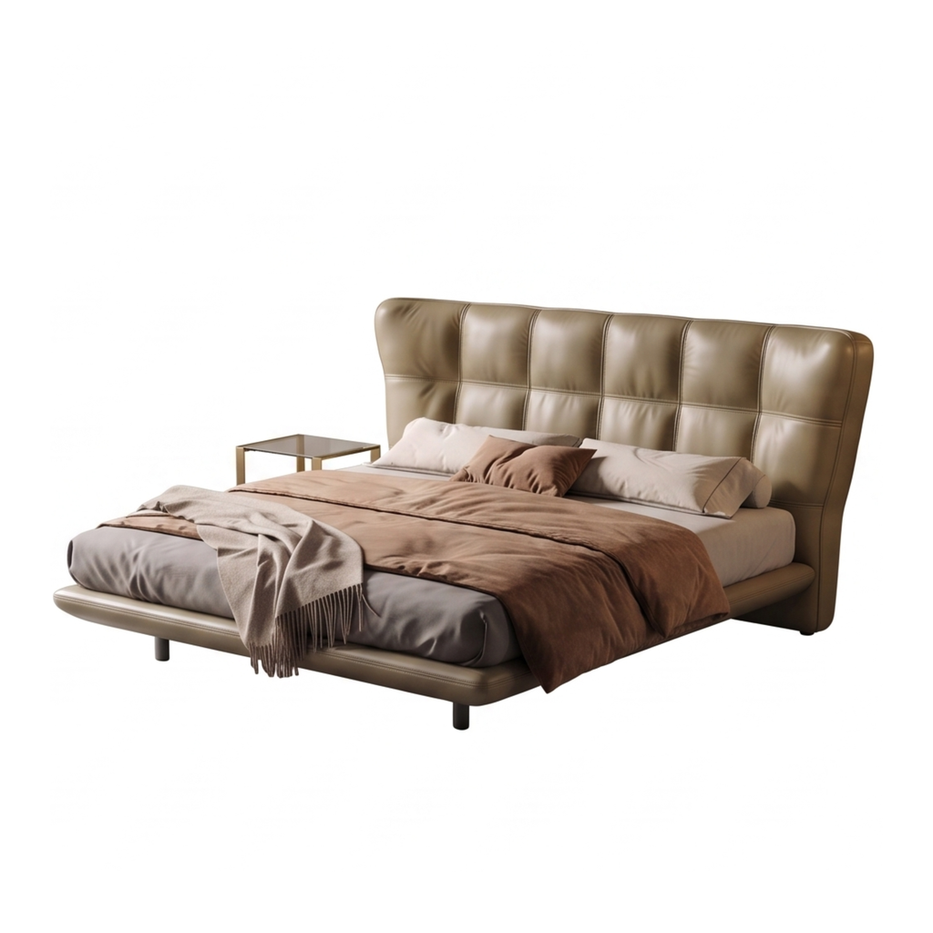 Left view of the Crema tufted wingback bed