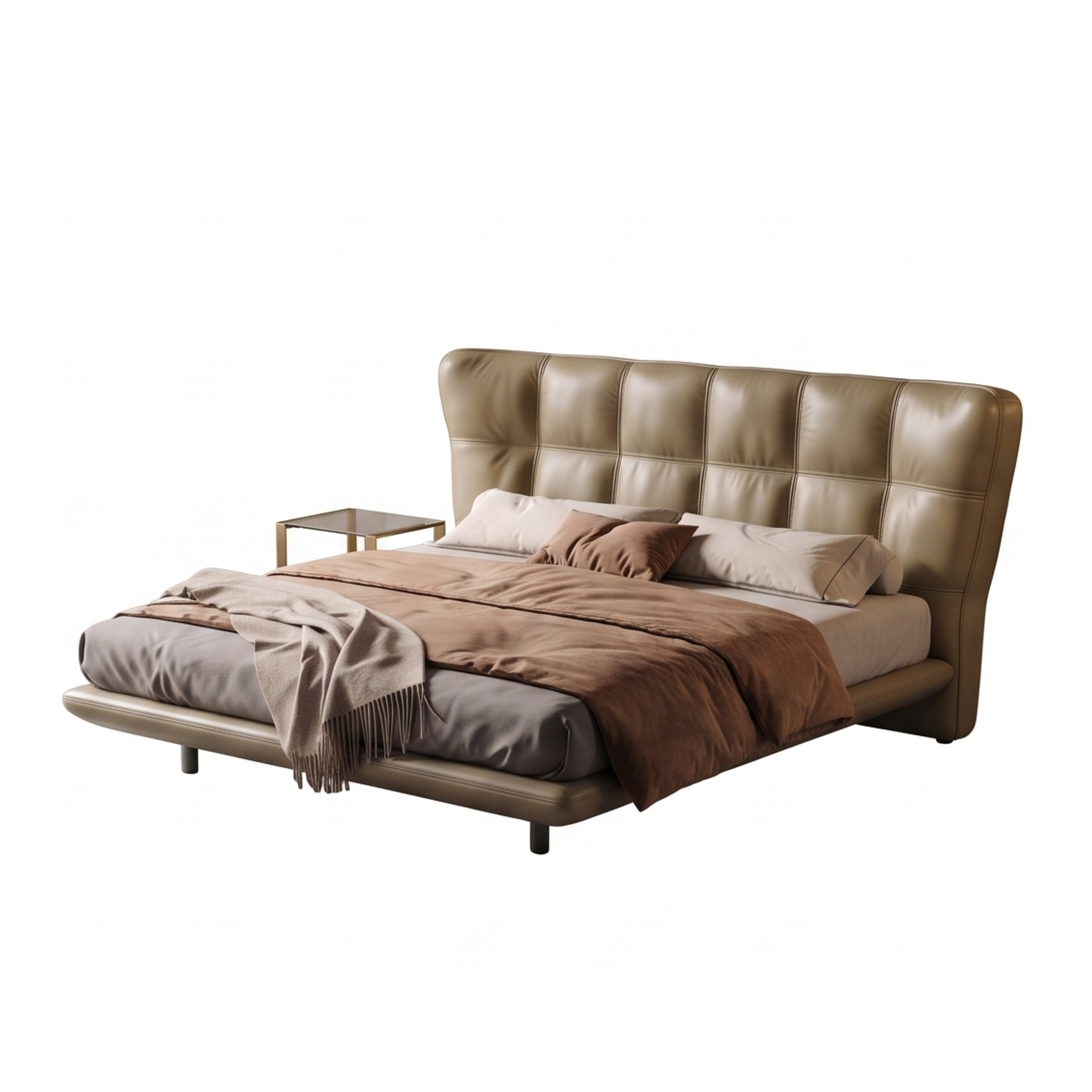Left view of the Crema tufted wingback bed