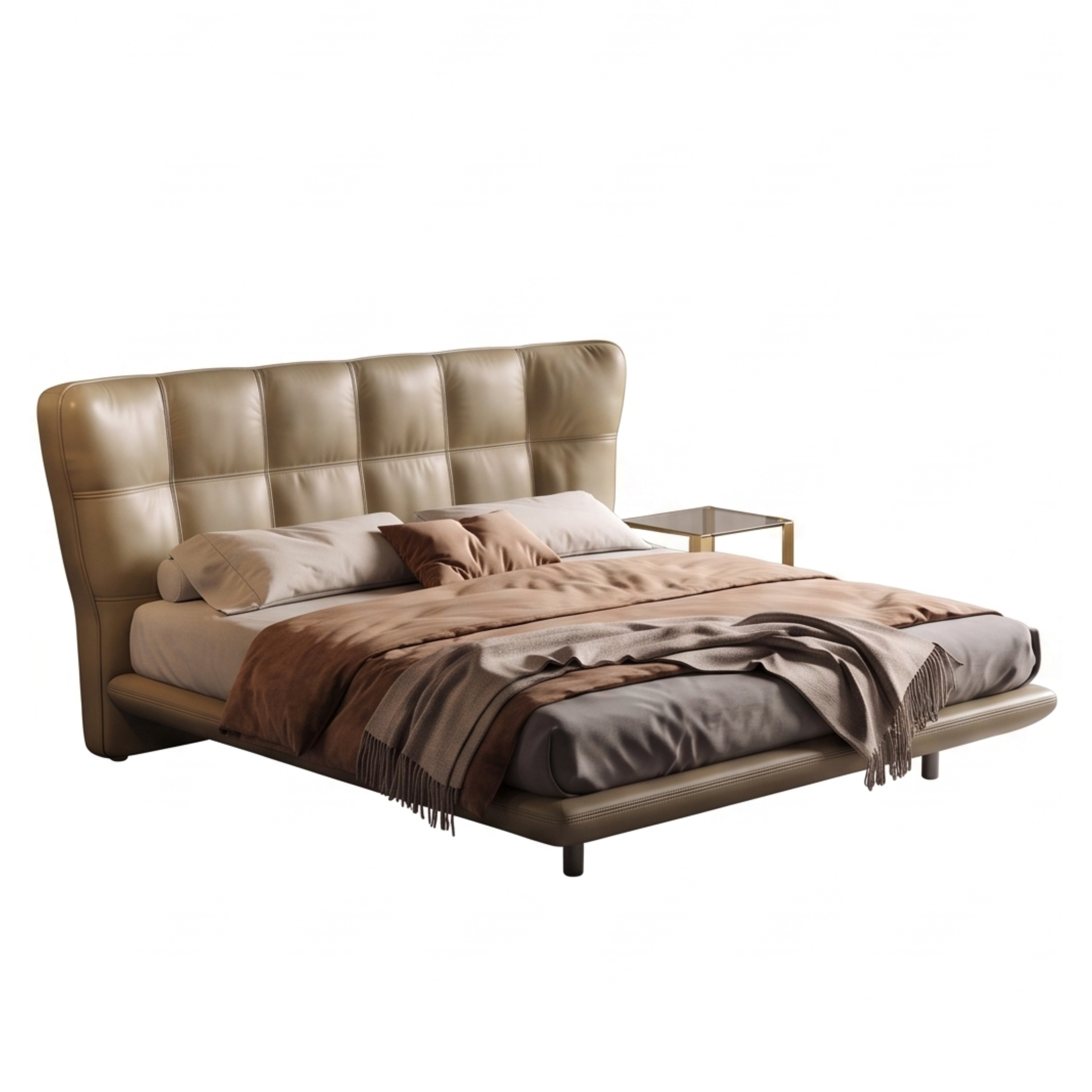 Right view of the Crema tufted wingback bed