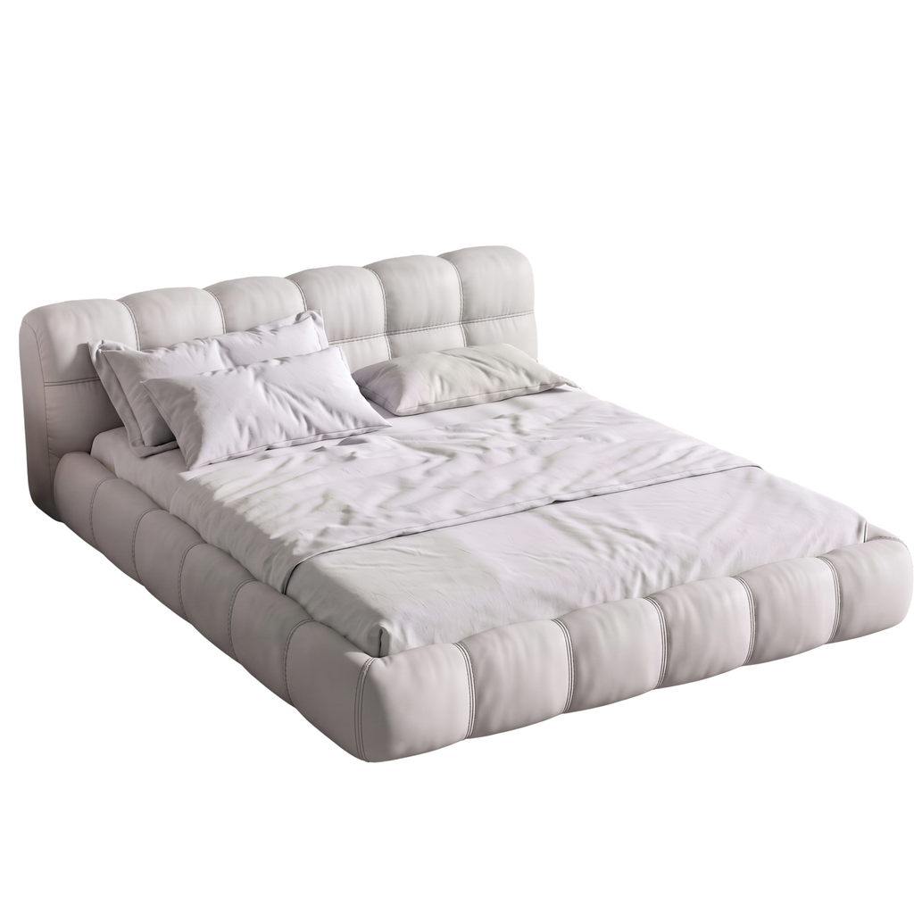 Right view of the Cumulo cloud-inspired tufted bed frame