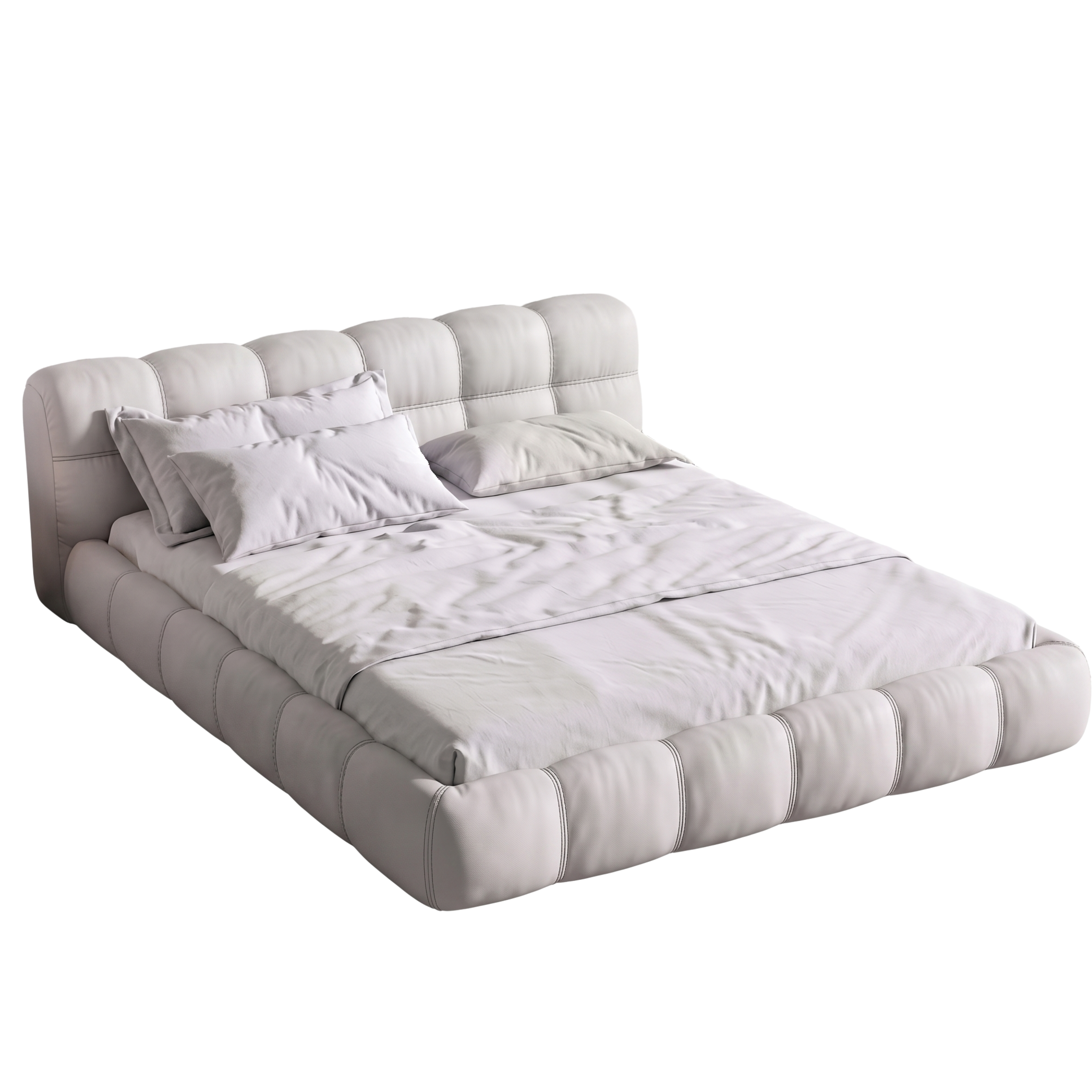 Right view of the Cumulo cloud-inspired tufted bed frame