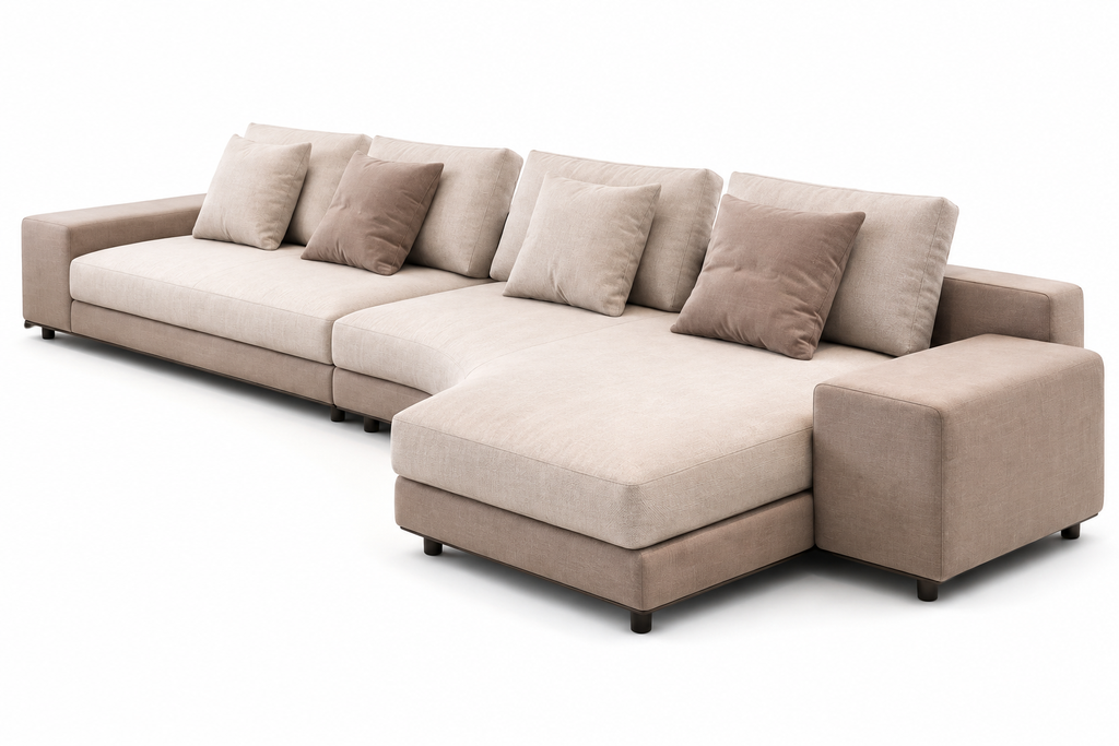 Right view of the Dunmore modular sofa and deep chaise seating