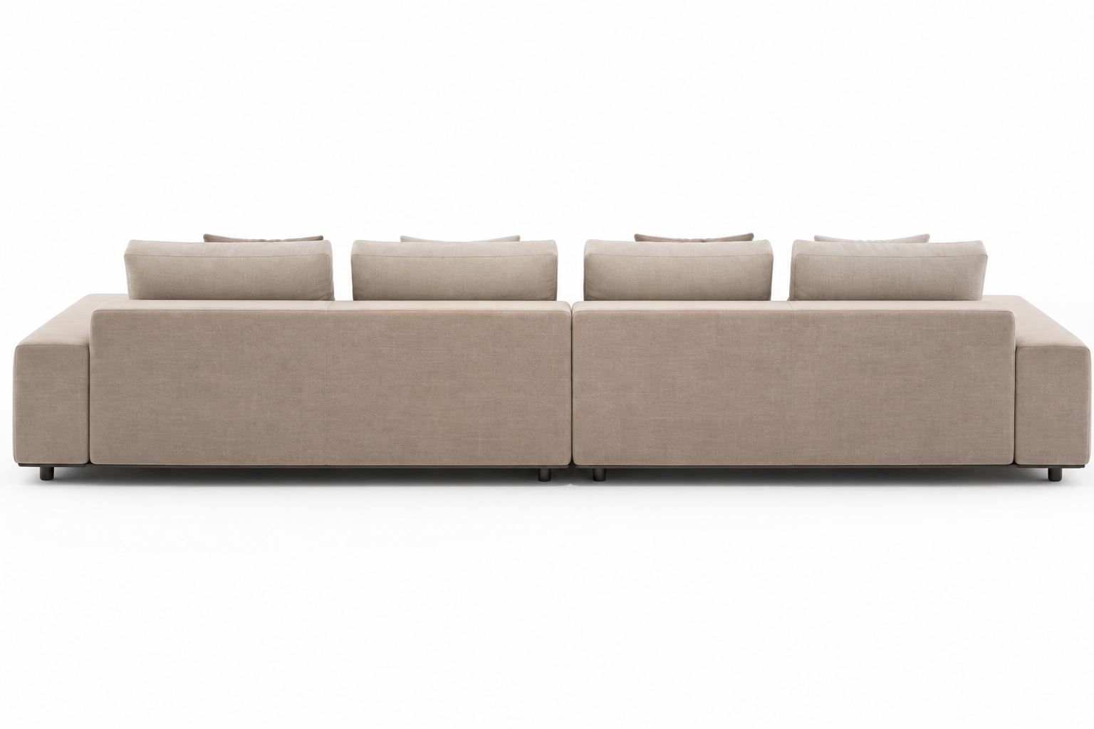 Back view of the Dunmore modular sectional and loose back cushions