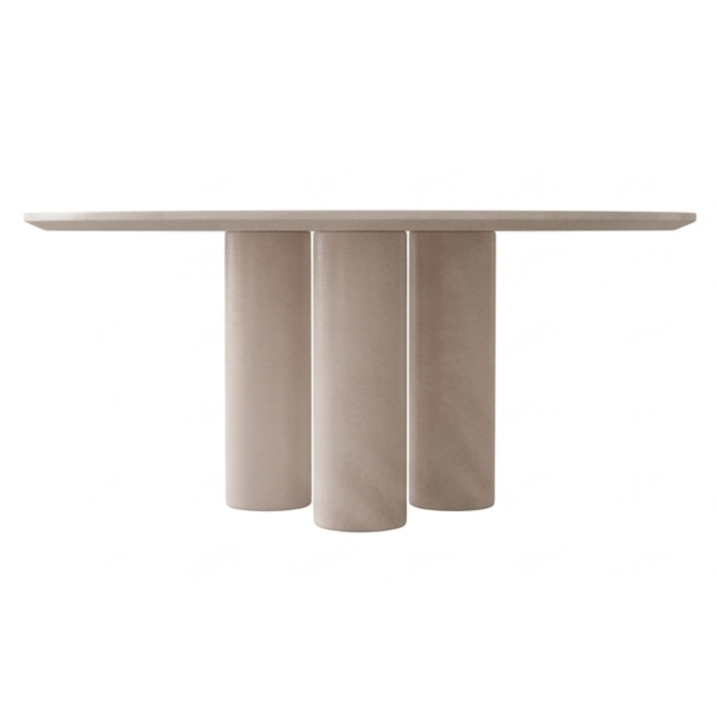Painted base and hardware detail of the Elegra round dining table