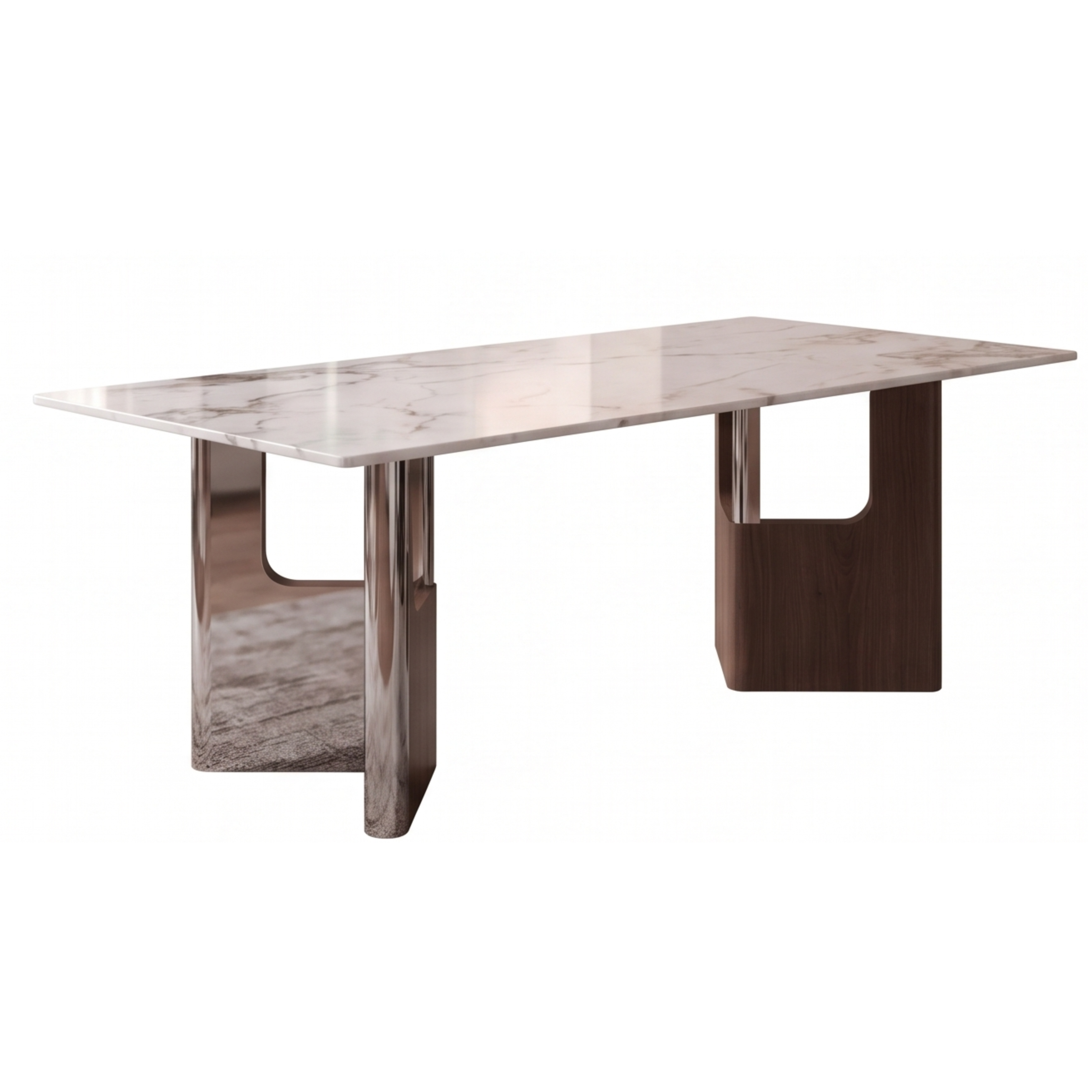 Side view of the Finestra double-pedestal dining table