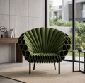 Floraverde green botanical accent chair styled in a refined modern interior