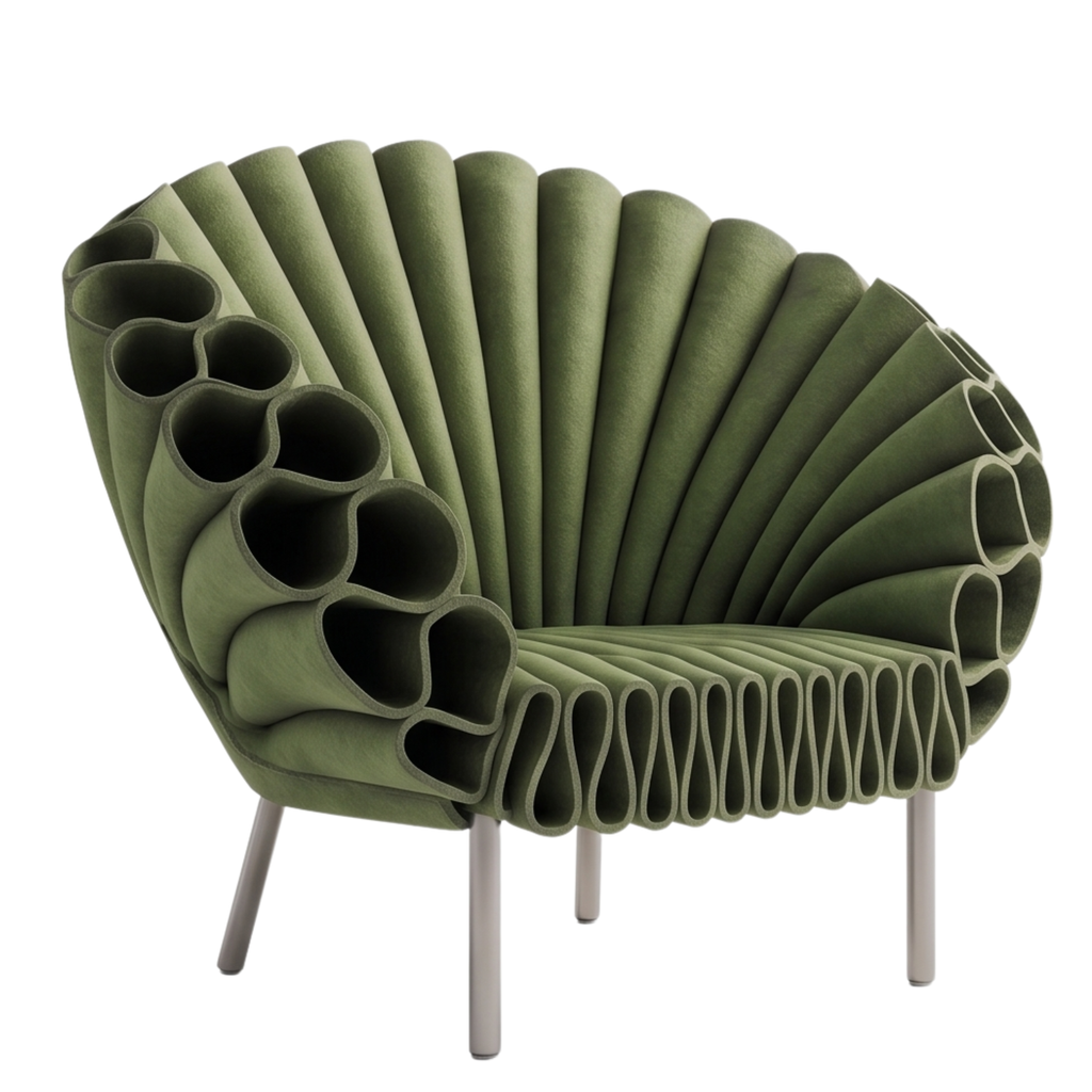 Side view of the Floraverde sculptural botanical chair