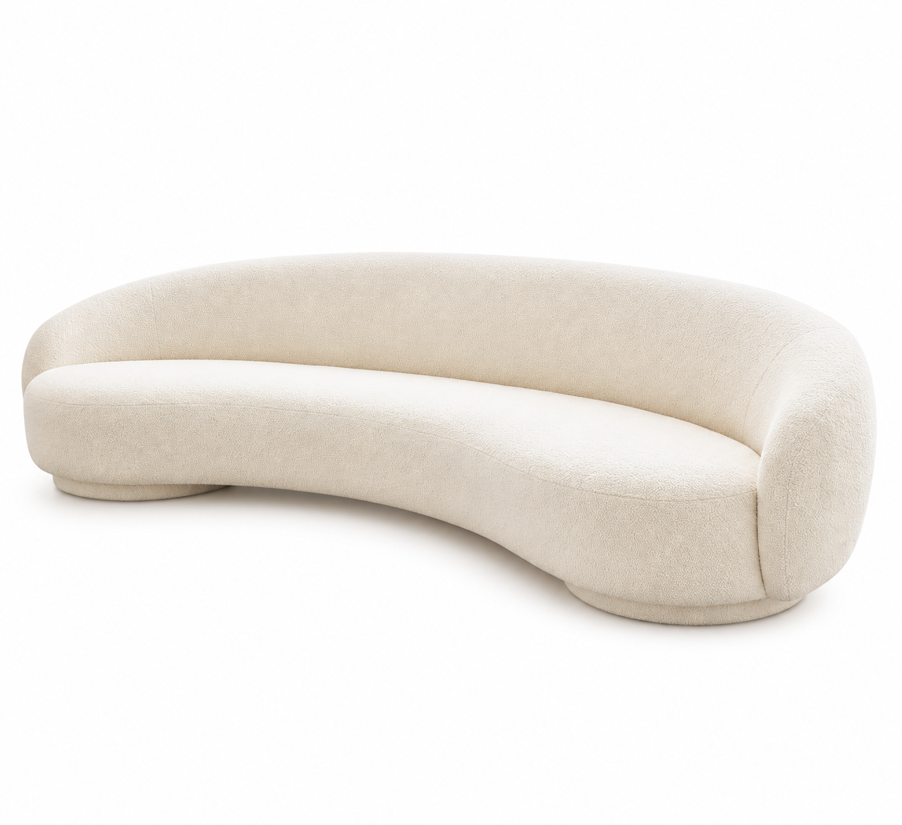 Right view of the Flufra rounded ivory sofa