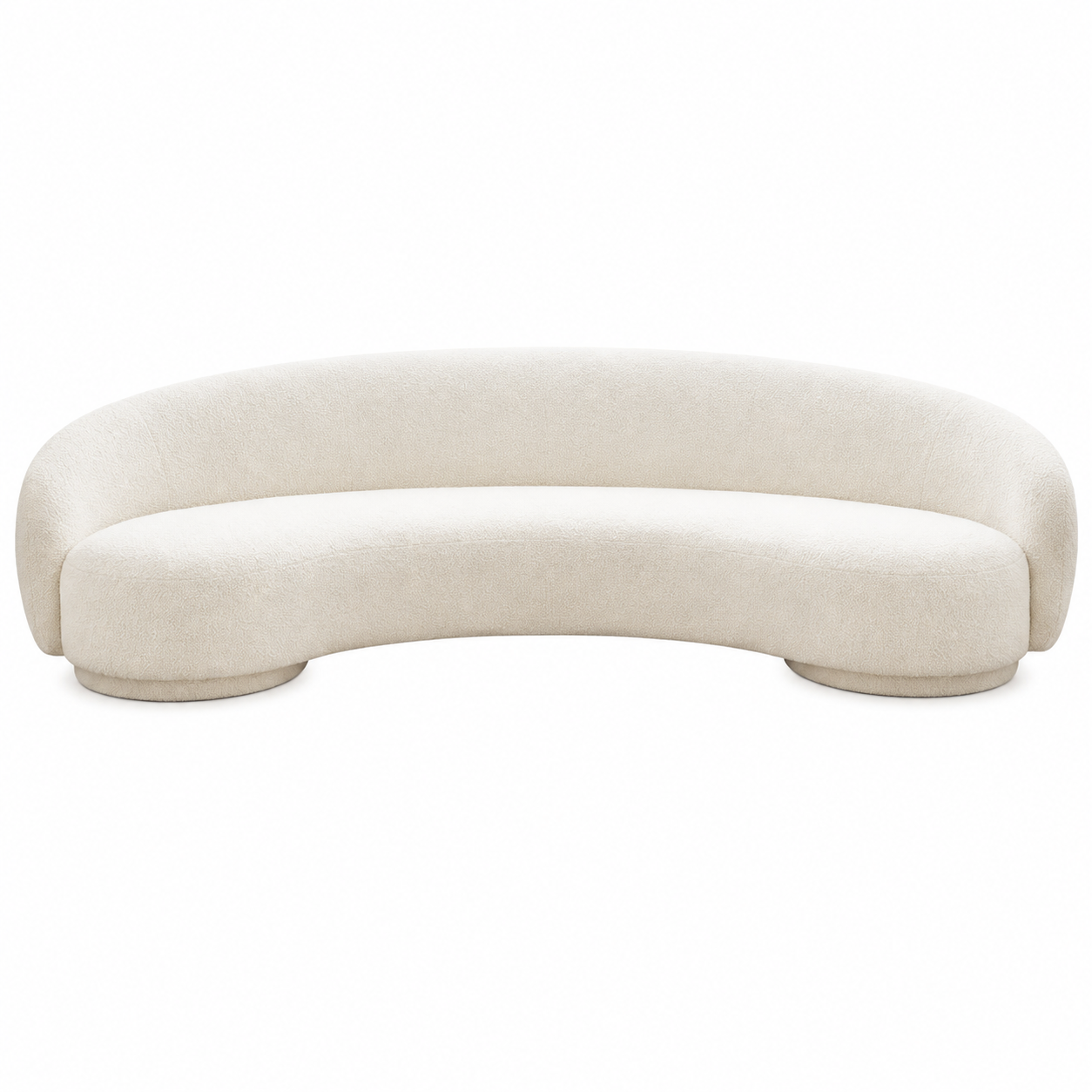 Front view of the Flufra sculptural curved sofa