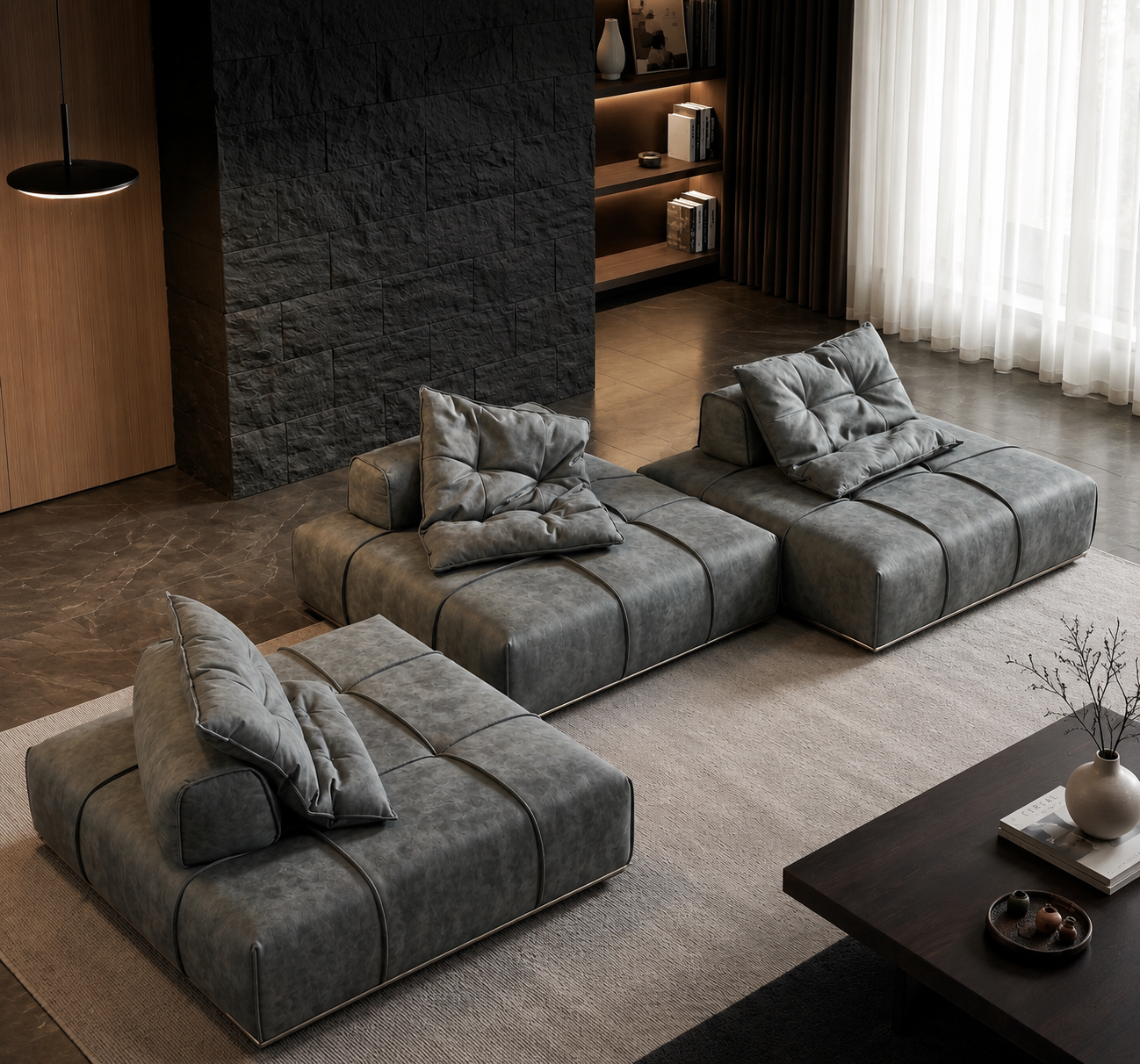 Libero floor-level modular sofa styled in a refined contemporary living room