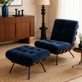 Lounova tufted lounge chair with ottoman styled in a warm modern interior