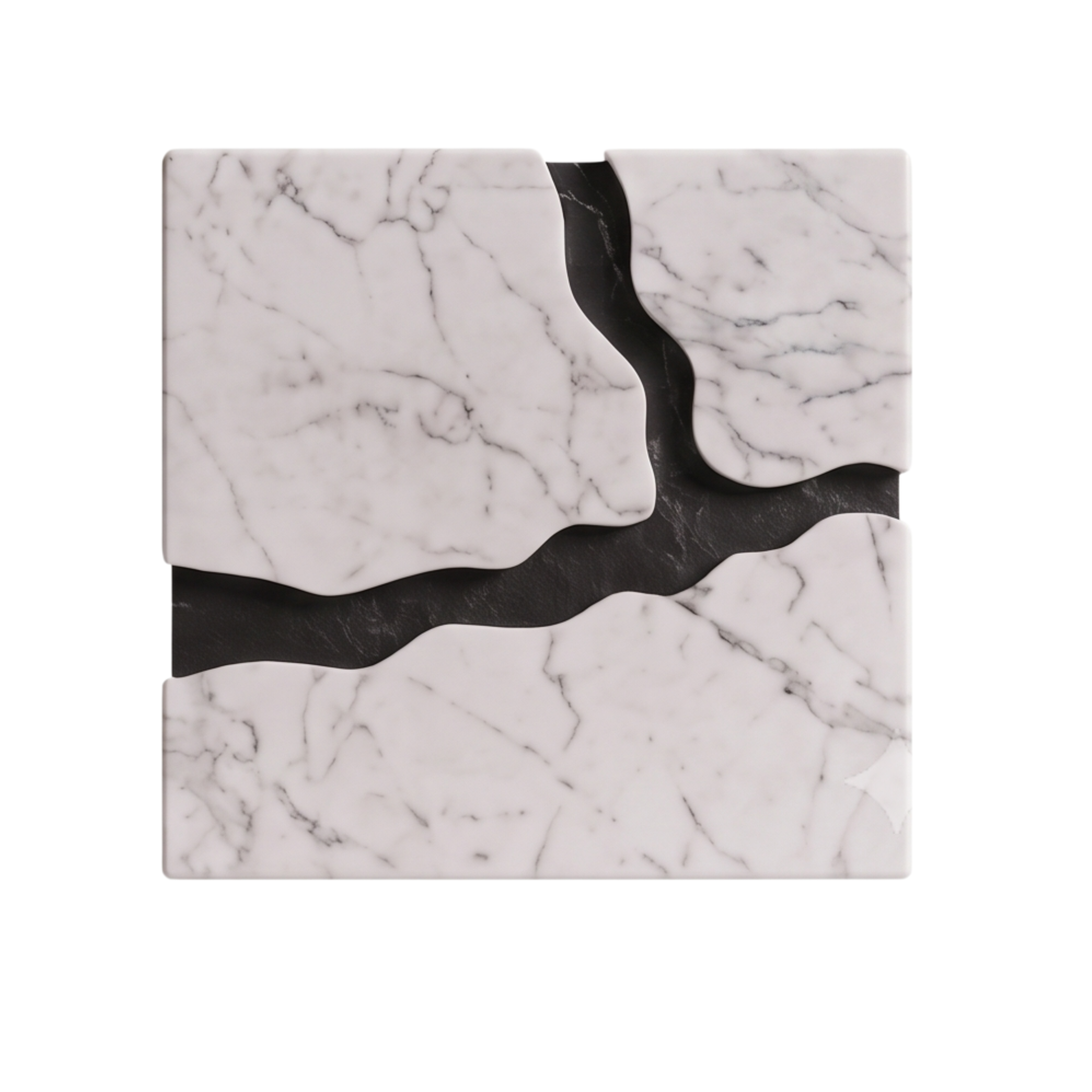 Top view of the Marblonc square sculptural coffee table