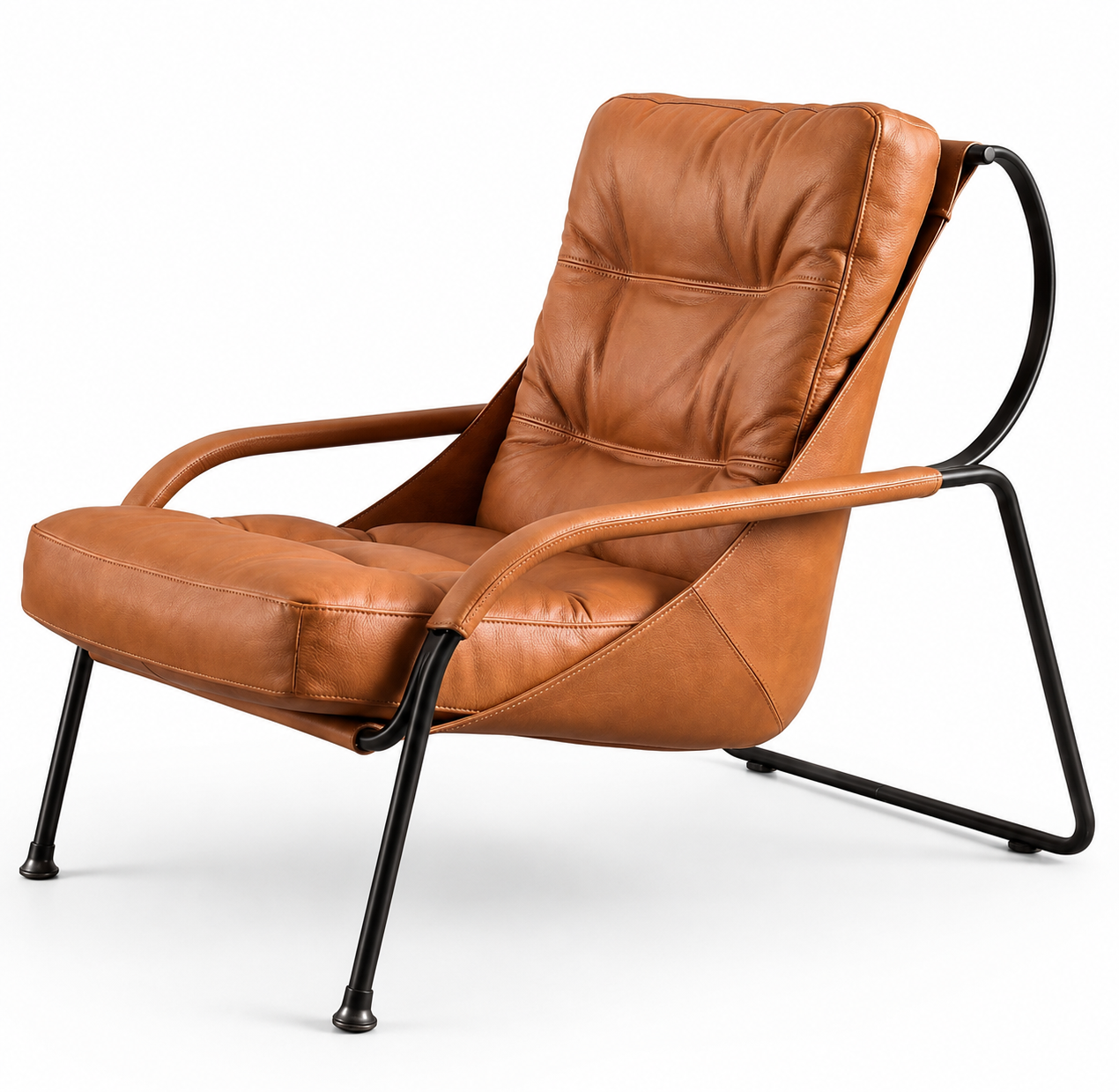 Left view of the Marrakesh cognac upholstered lounge chair