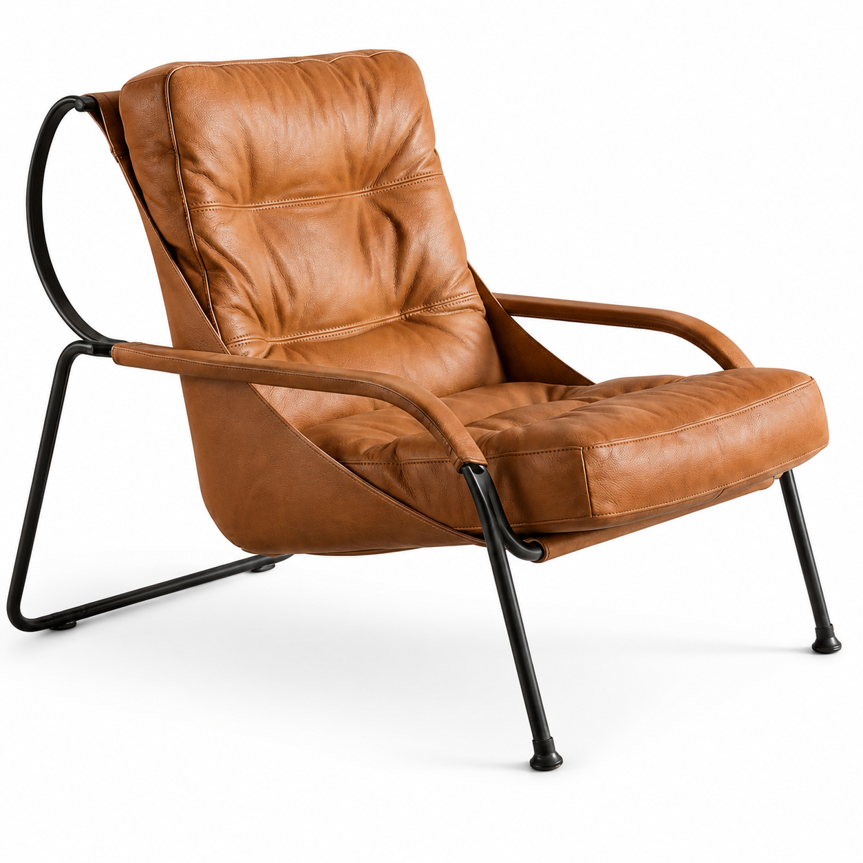 Right view of the Marrakesh cognac upholstered lounge chair