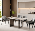 Monumenta double-pedestal dining table styled in a modern luxury dining room