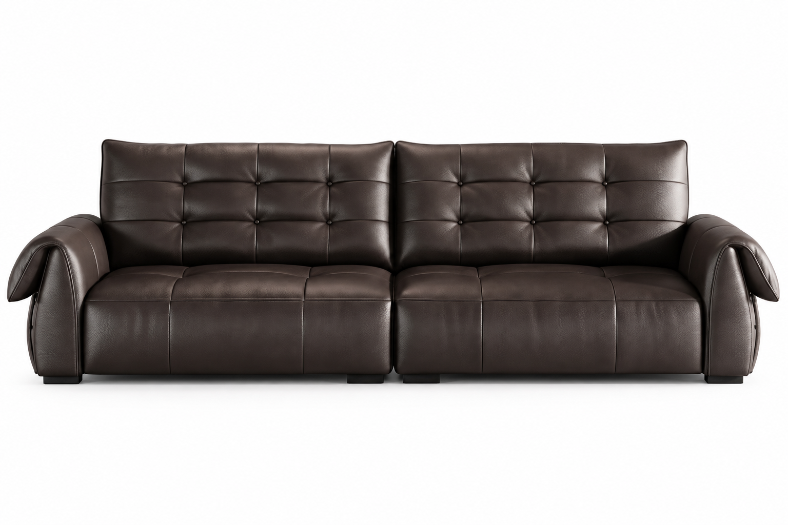 Front view of the Onyx deep-tufted upholstered sofa
