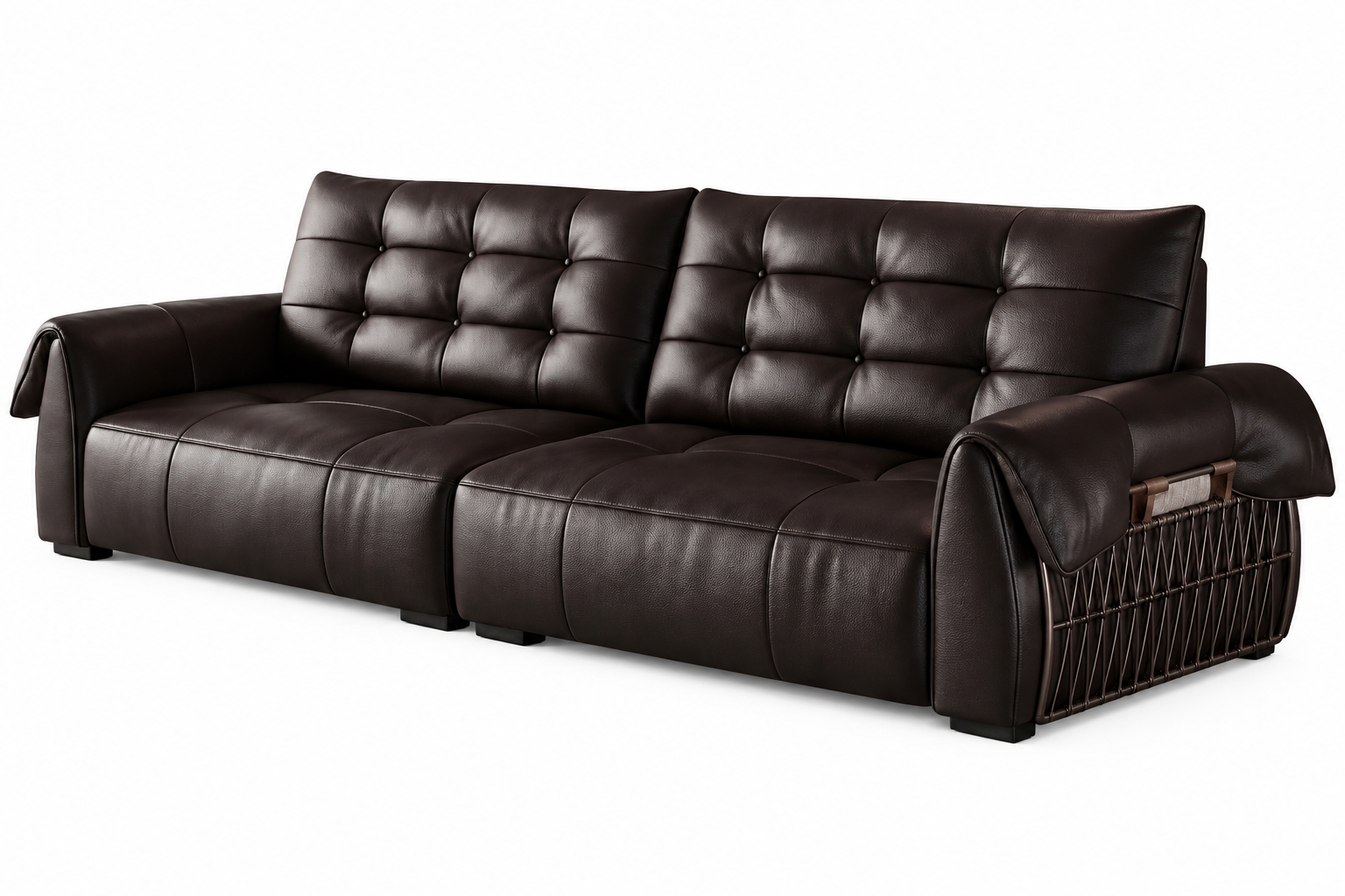 Left view of the Onyx architectural sofa with sculpted arms