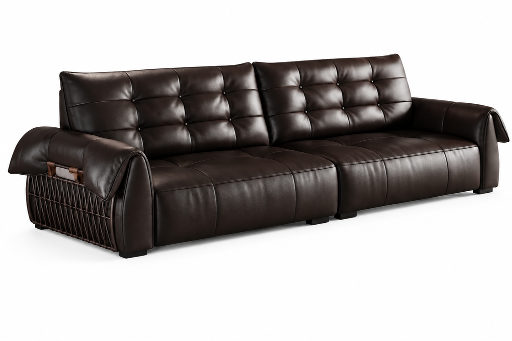 Right view of the Onyx architectural sofa with sculpted arms