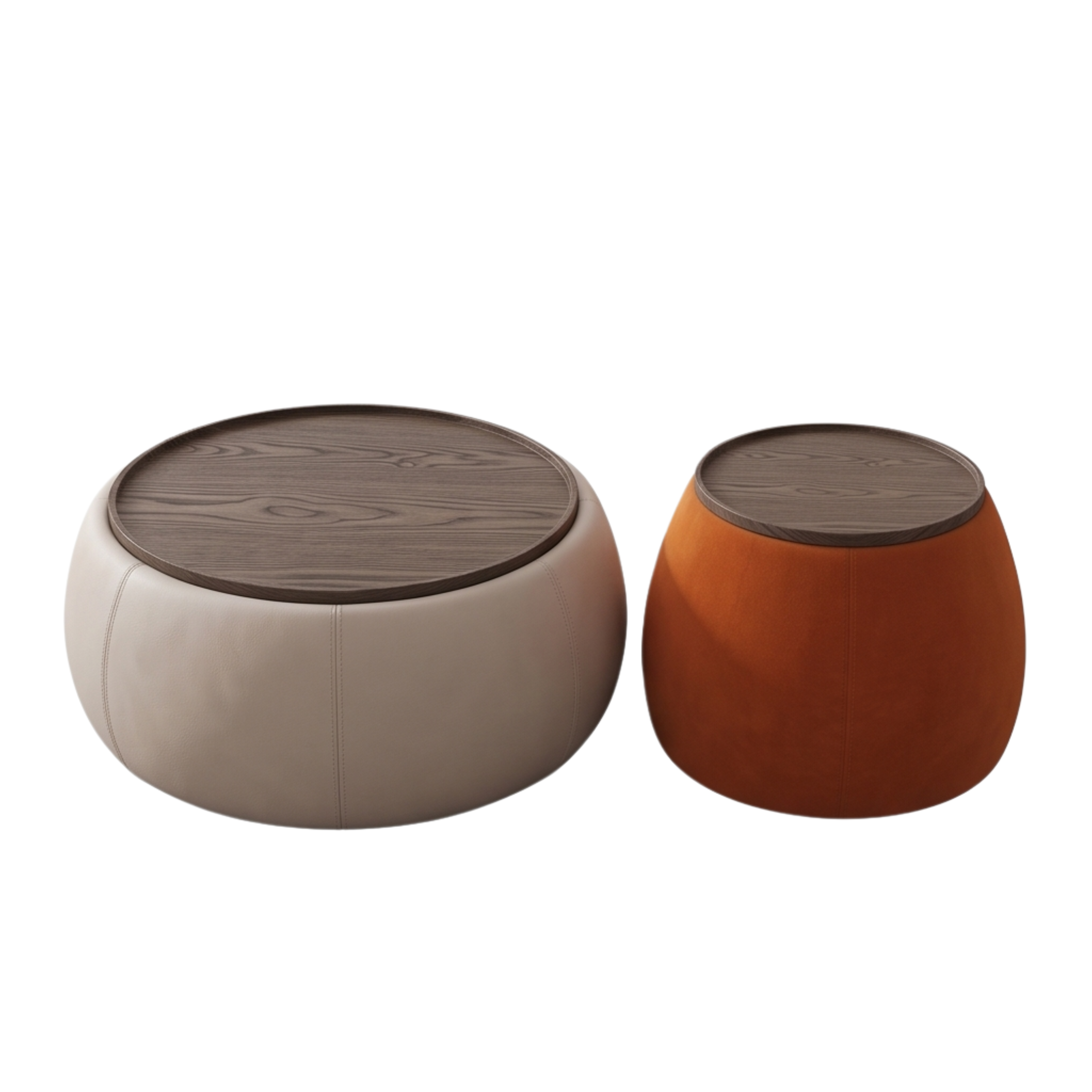 Rounded silhouette and smooth finish detail of the Orbra accent table