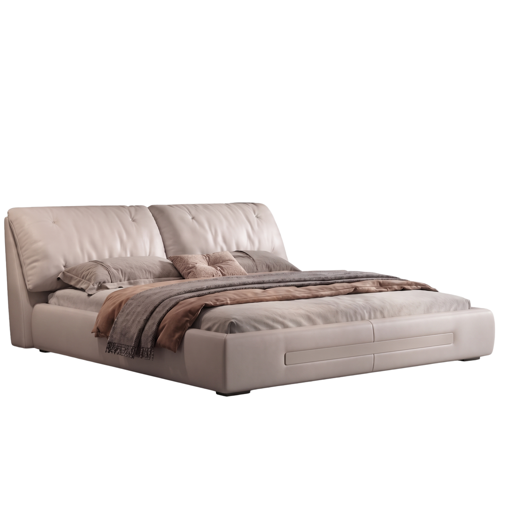 Right view of the Pura low-profile upholstered bed