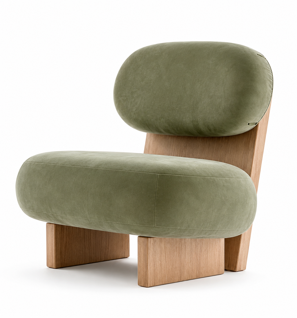 Right view of the Sagecloud green upholstered accent chair