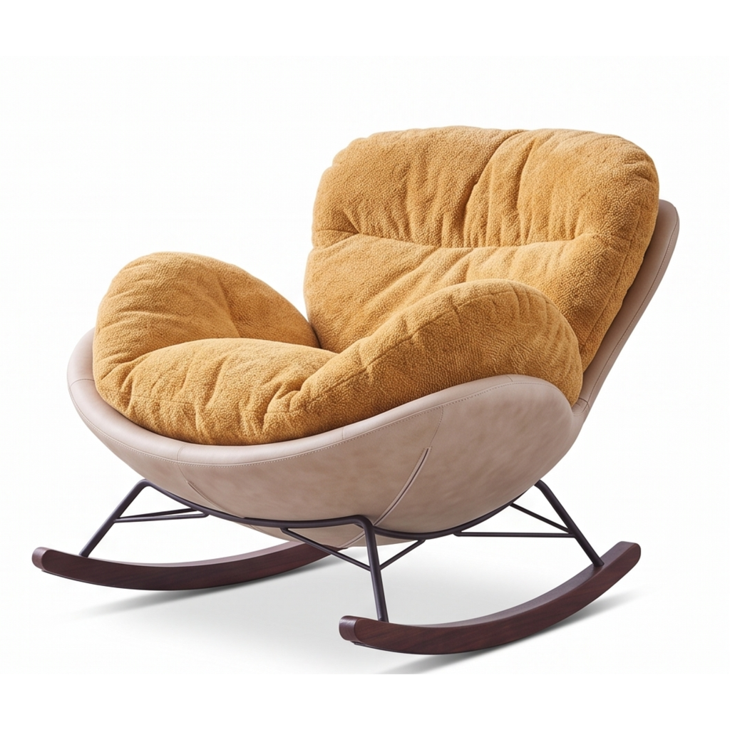 Right view of the Senna lounge chair with curved rocking base