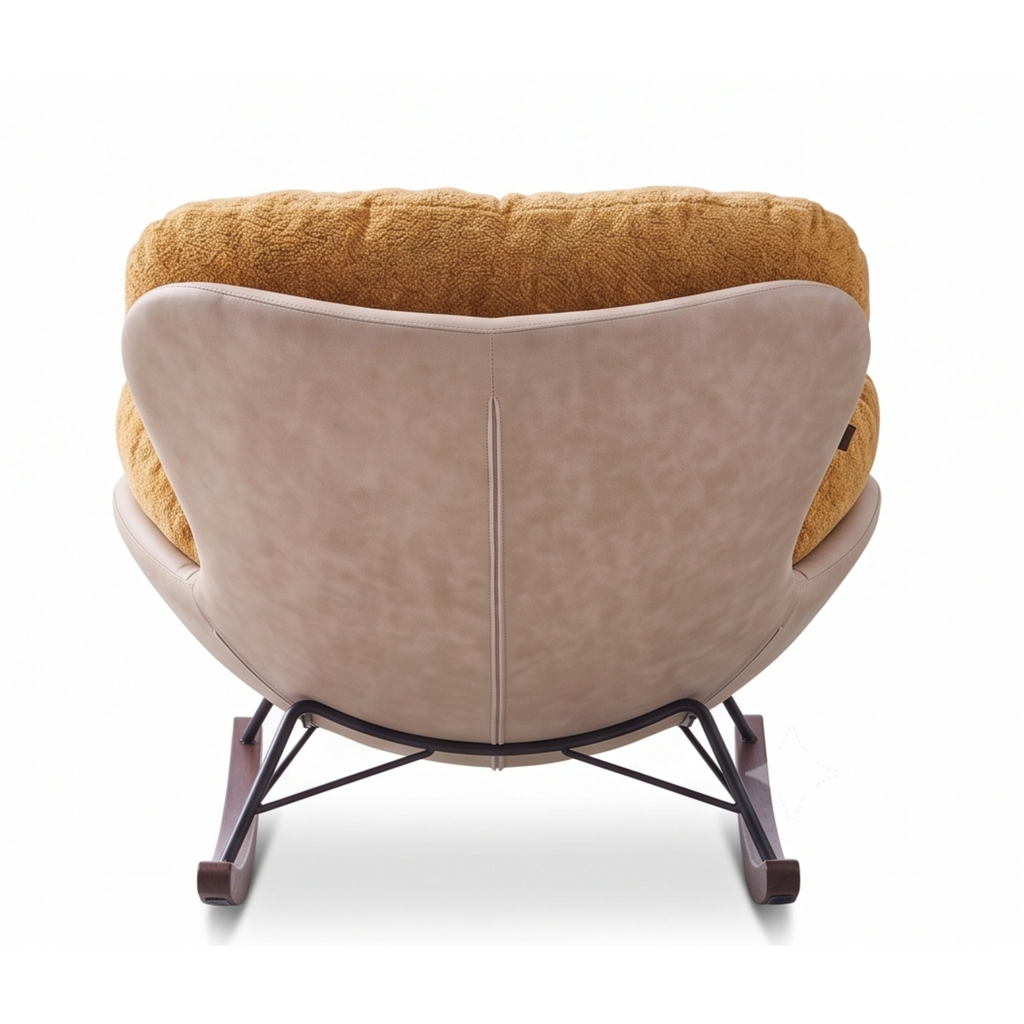 Back view of the Senna flannel rocking lounge chair