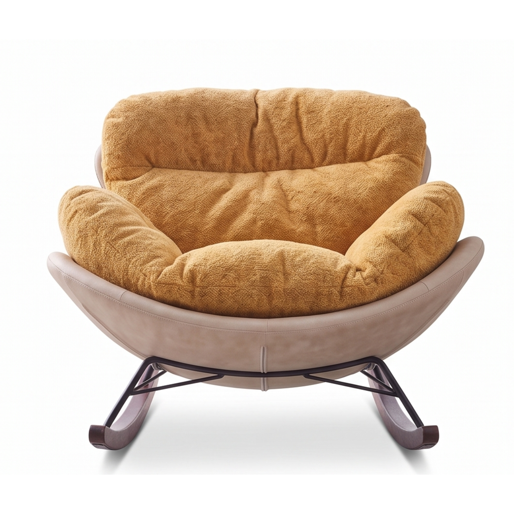 Front view of the Senna flannel rocking lounge chair