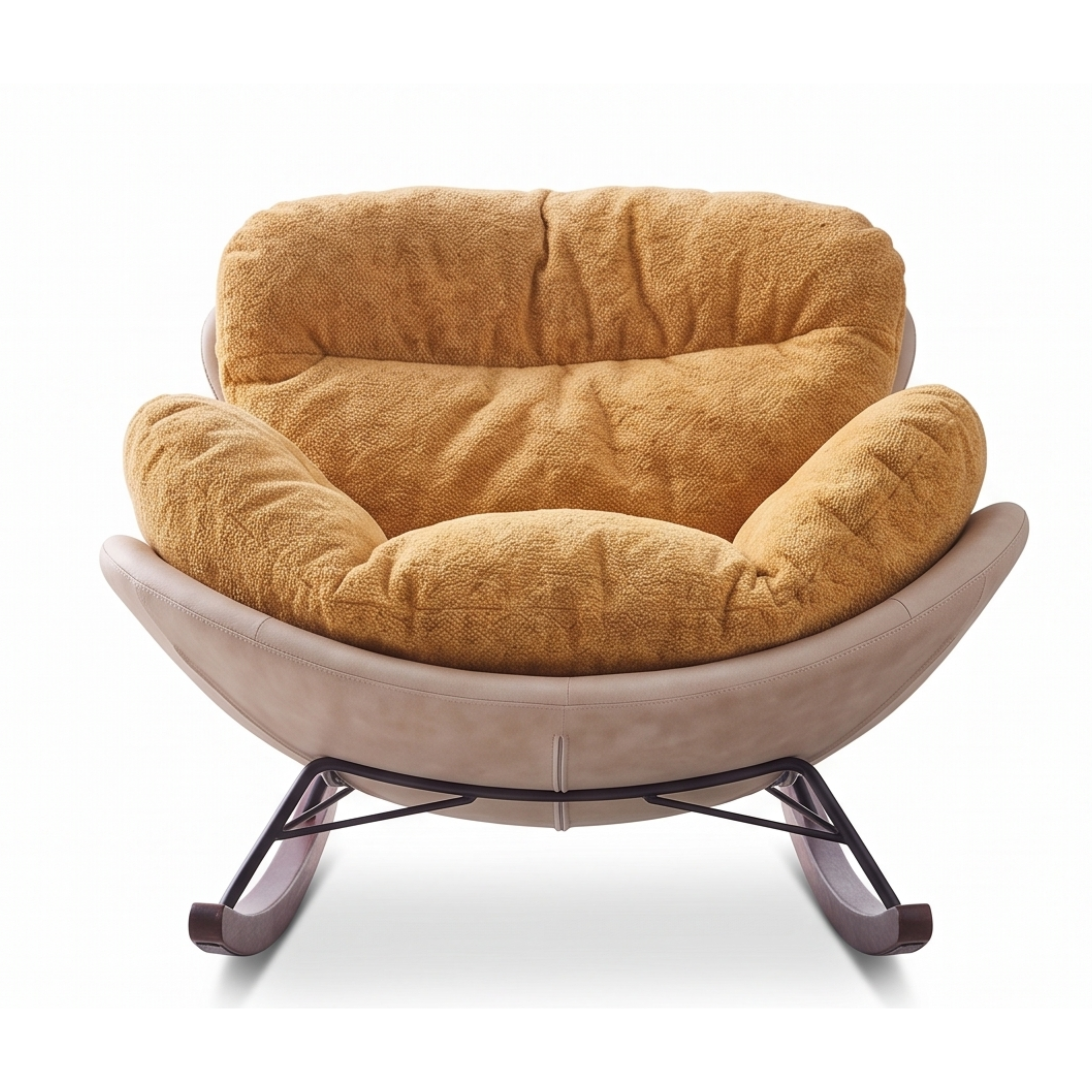 Front view of the Senna flannel rocking lounge chair