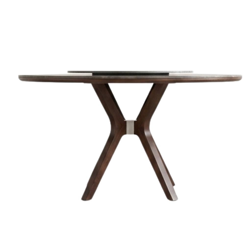 Spinorra round dining table styled in a modern luxury dining room