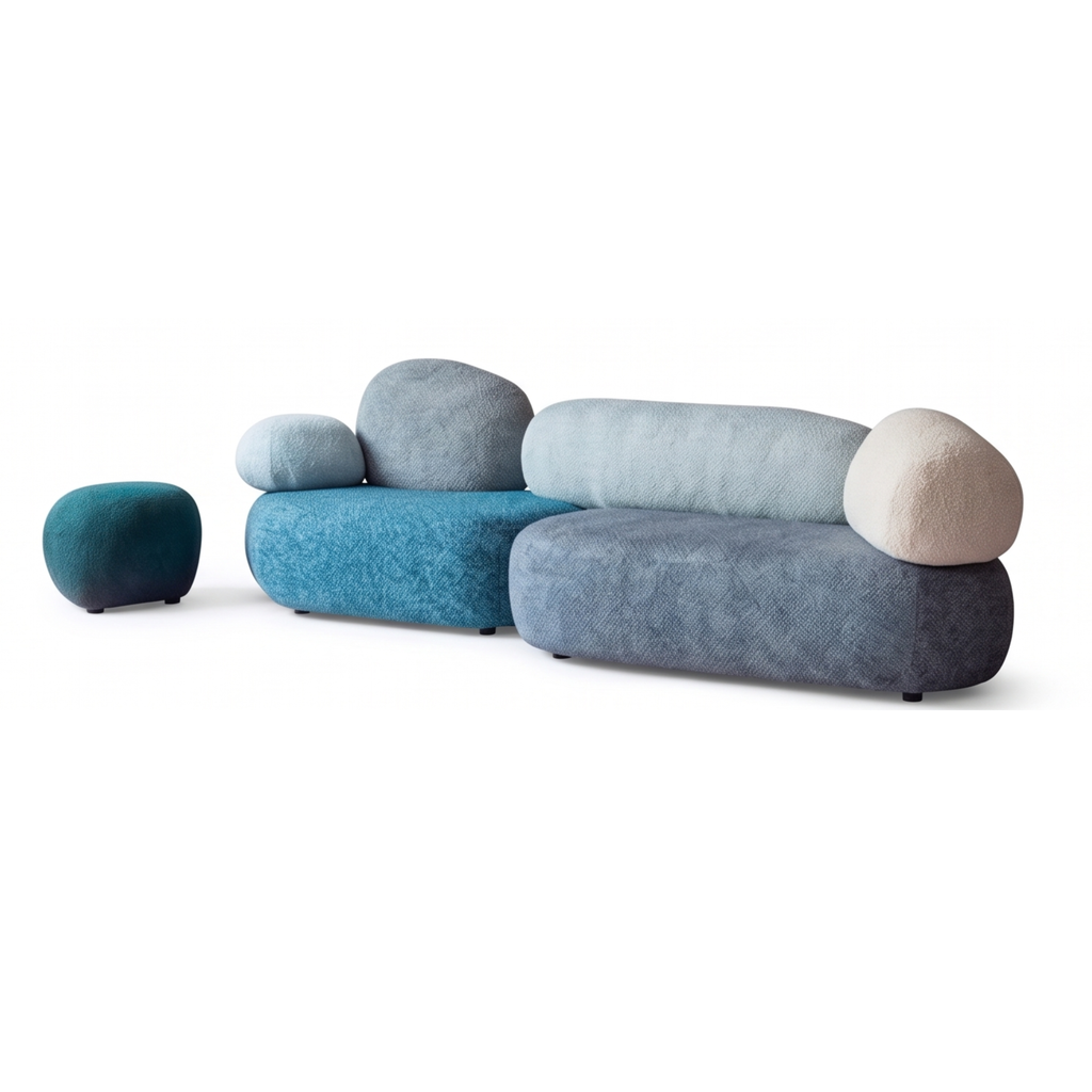 Front angled view of the Terrazzo colorful modular sofa