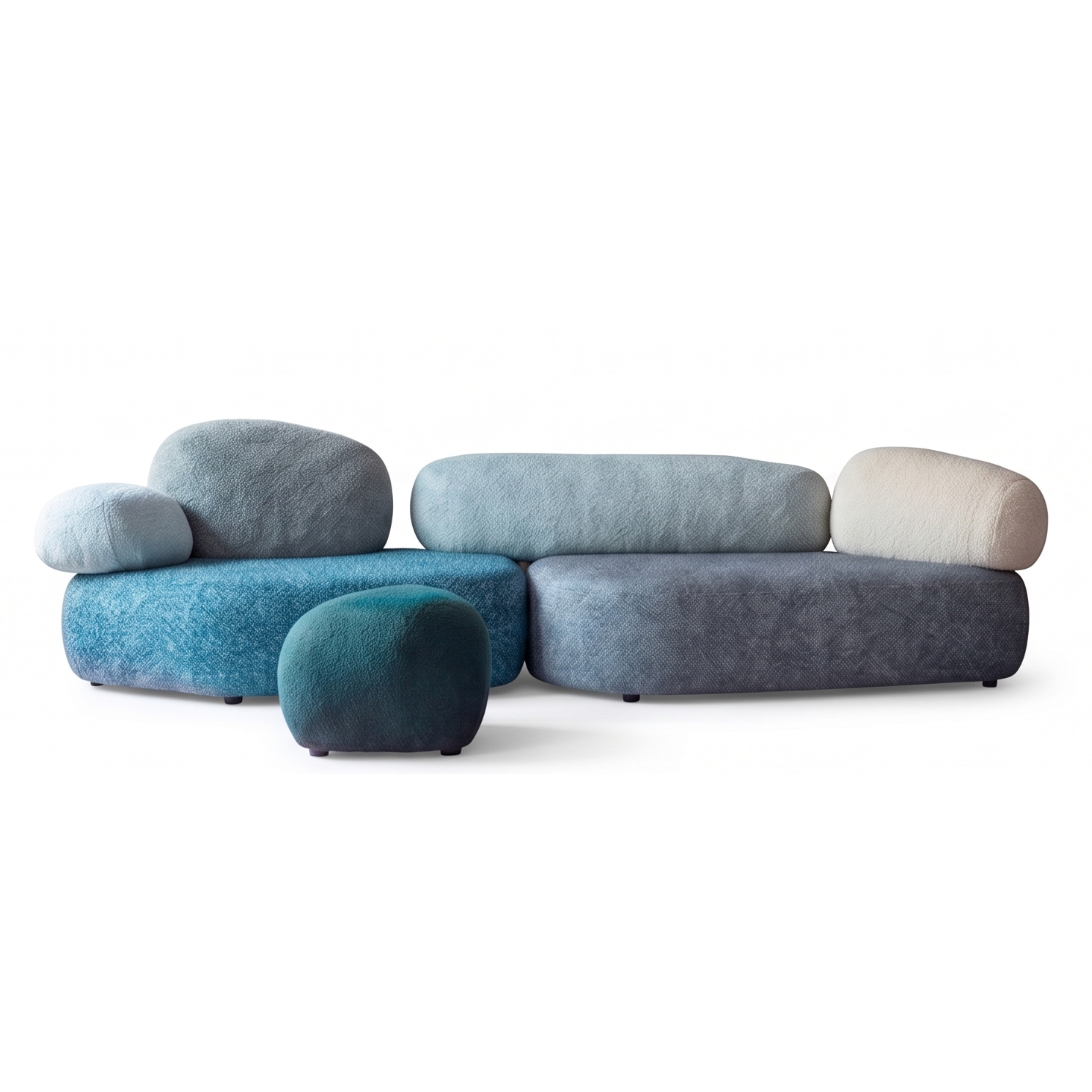 Front view of the Terrazzo low-profile modular sofa