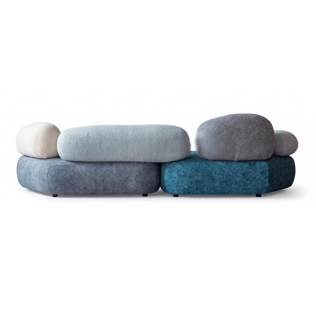 Back view of the Terrazzo rounded modular seating arrangement