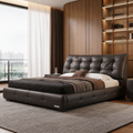 Tuffen deep-tufted platform bed styled in a refined modern bedroom